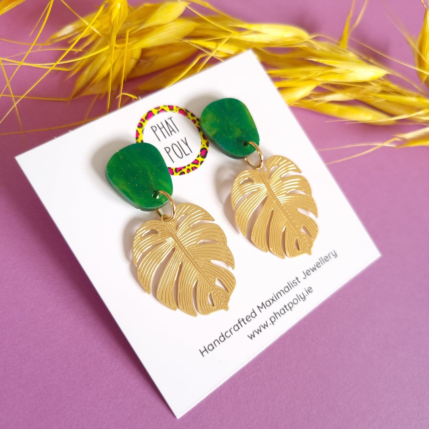 Monstera Gold Plated Earrings - WHOLESALE